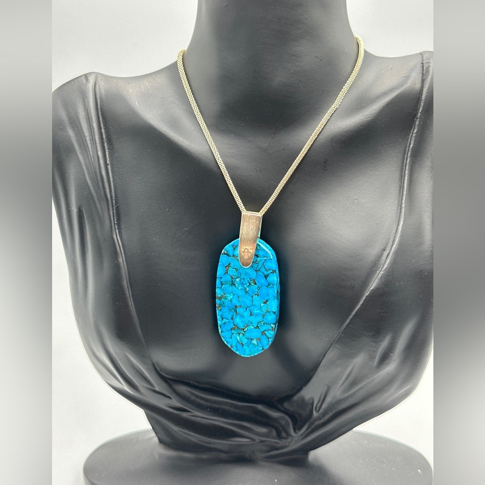 Kendra Scott Inez Bronze Veined Turquoise Magnesite Pendant Necklace #587